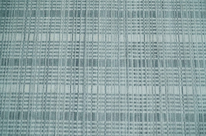 Modern 8x10 Hand Made striped Ivory, silver and Gray Scandinavian Blended Wool Flatwoven Area Rug | KE2 - The Rug Decor