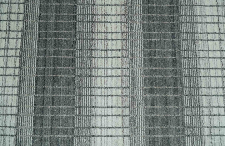 Modern 8x10 Hand Made Stripes Ivory, Gray and Brown Scandinavian Blended Wool Flatwoven Area Rug | KE23 - The Rug Decor