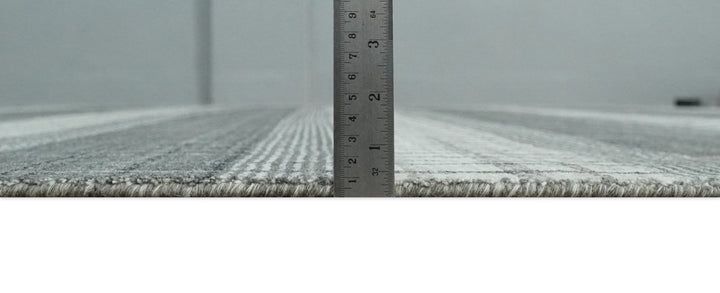 Modern 8x10 Hand Made Stripes Ivory, Gray and Brown Scandinavian Blended Wool Flatwoven Area Rug | KE23 - The Rug Decor