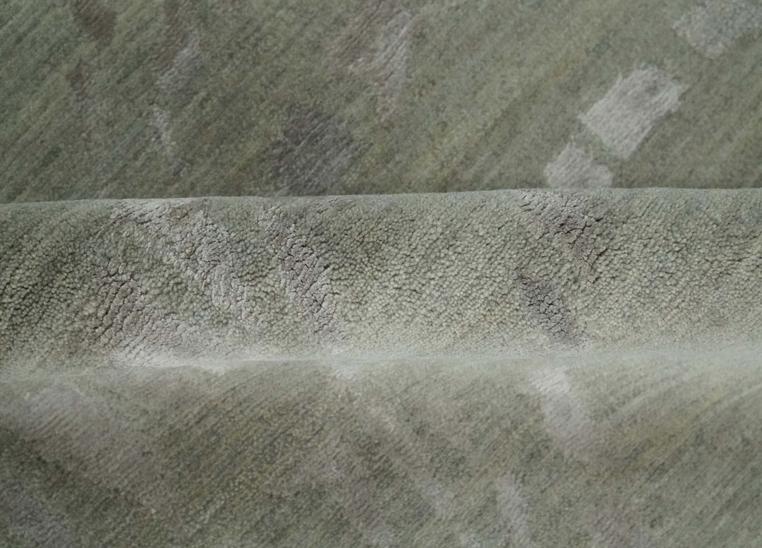 Modern Abstract 5x7 Olive and Gray Hand Knotted Wool and Silk Area Rug - The Rug Decor