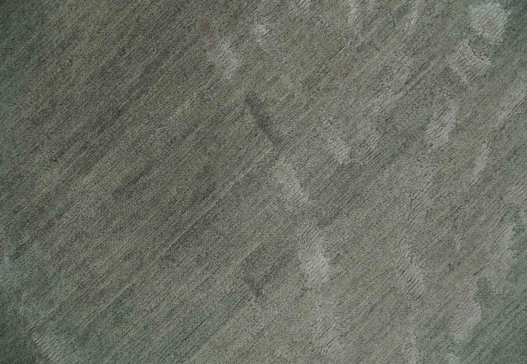 Modern Abstract 5x7 Olive and Gray Hand Knotted Wool and Silk Area Rug - The Rug Decor