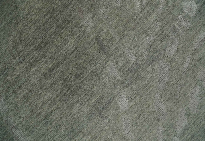 Modern Abstract 5x7 Olive and Gray Hand Knotted Wool and Silk Area Rug - The Rug Decor