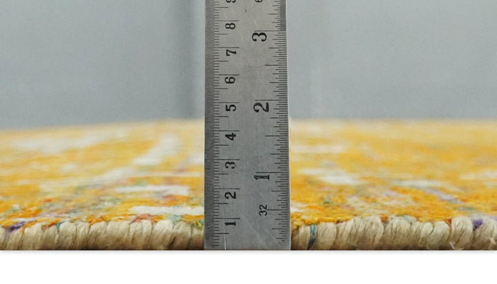 Modern Abstract 6x9 Gold and Ivory Recycled Art Silk Area Rug - The Rug Decor