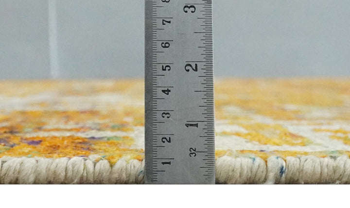 Modern Abstract 6x9 Gold and Ivory Recycled Art Silk Area Rug - The Rug Decor