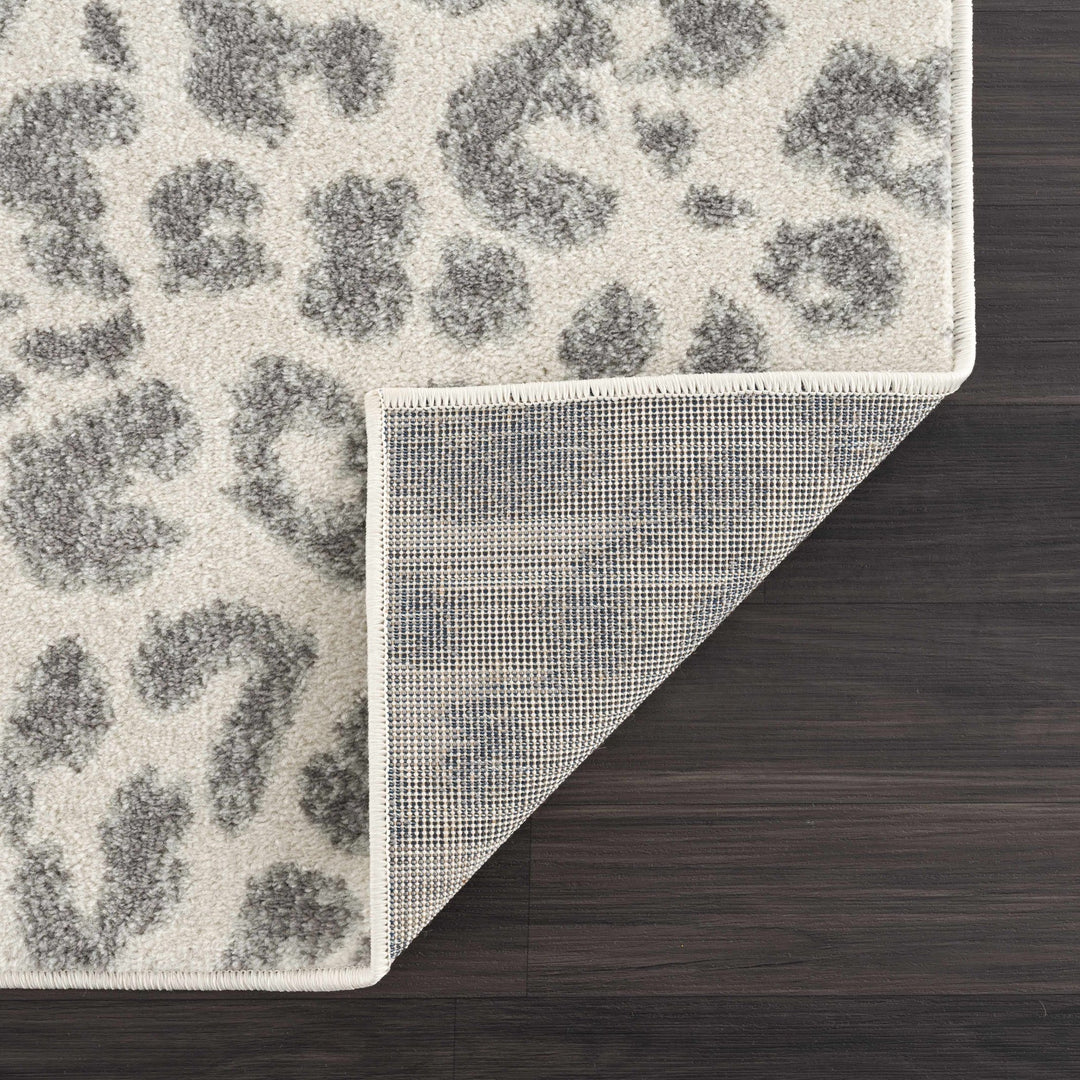 Modern Abstract Beige and Gray Low Pile Leopard Print Area Rug - The Rug Decor