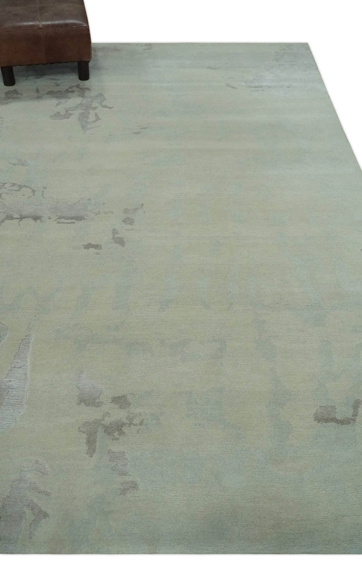 Modern Abstract Beige and Silver Hand loom 5x8 wool and Art Silk Area Rug - The Rug Decor