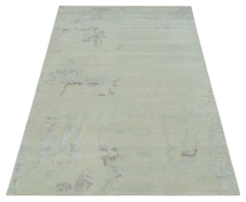 Modern Abstract Beige and Silver Hand loom 5x8 wool and Art Silk Area Rug - The Rug Decor