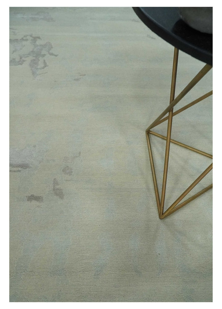 Modern Abstract Beige and Silver Hand loom 5x8 wool and Art Silk Area Rug - The Rug Decor