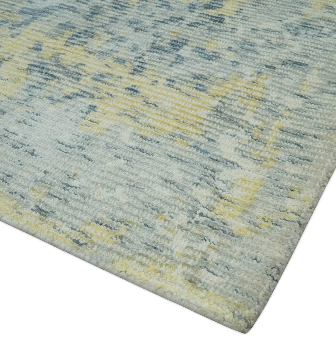Modern Abstract Beige, Gray and Silver Hand loom 5x8 Wool and Viscose Area Rug - The Rug Decor