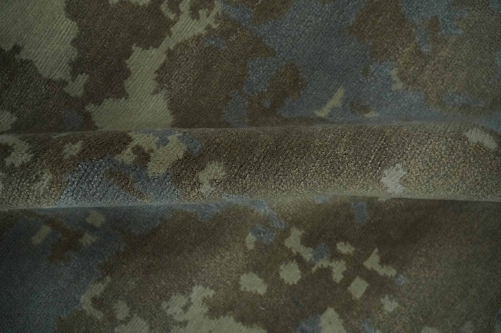 Modern abstract Beige, Olive and Gray 6x9 Hand Knotted Wool and Art Silk Area Rug - The Rug Decor