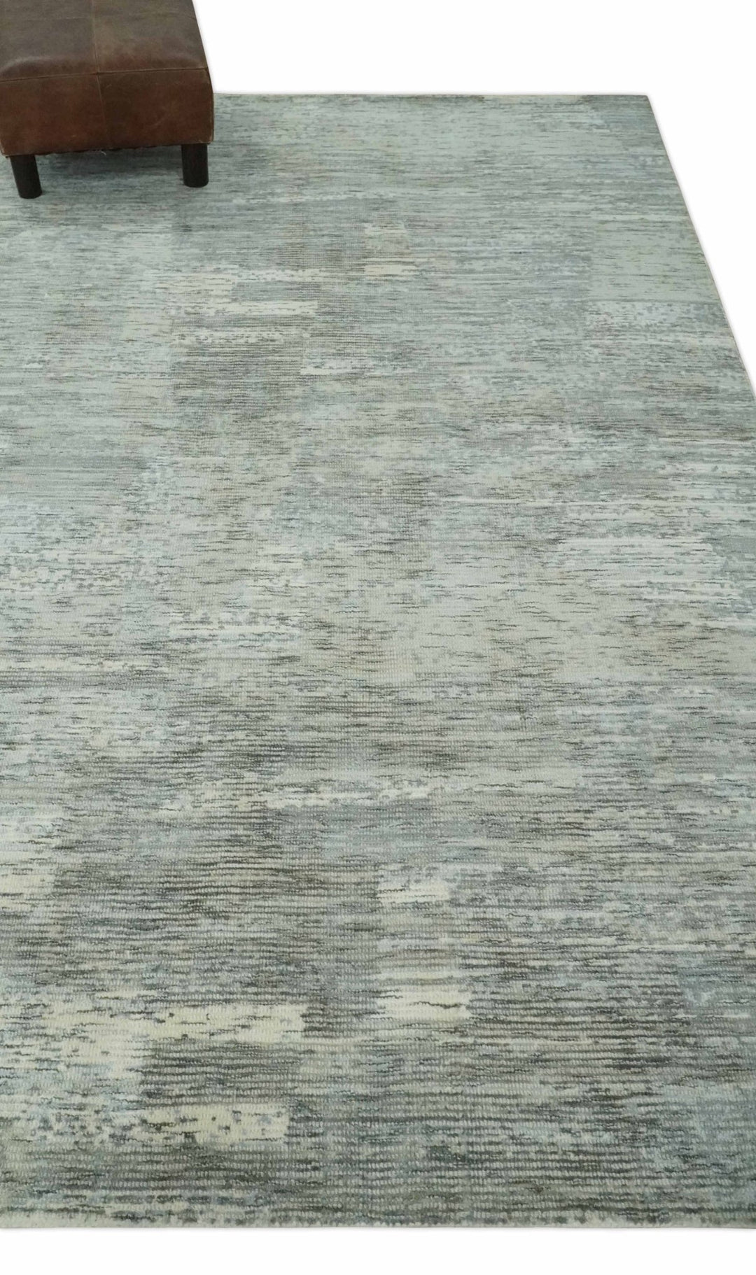 Modern Abstract Beige, silver, Gray and Charcoal 5x8 Hand loom Viscose Area Rug - The Rug Decor