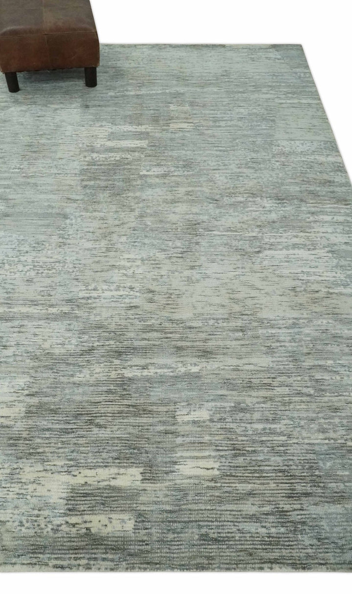 Modern Abstract Beige, silver, Gray and Charcoal 5x8 Hand loom Viscose Area Rug - The Rug Decor