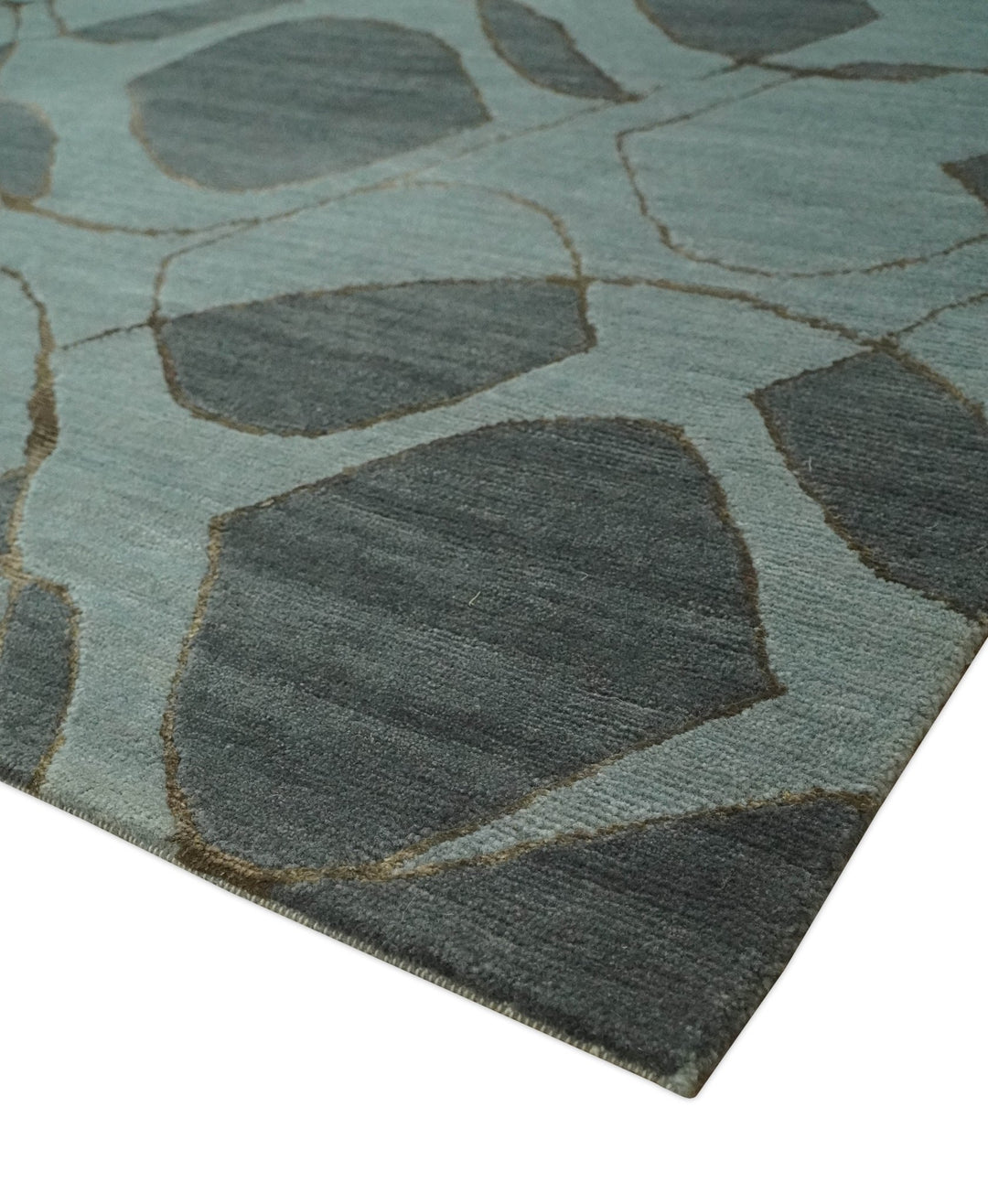 Modern Abstract Charcoal and Gray Hand loom 6x9 Wool and Art Silk Area Rug - The Rug Decor