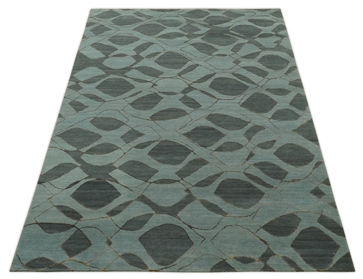 Modern Abstract Charcoal and Gray Hand loom 6x9 Wool and Art Silk Area Rug - The Rug Decor