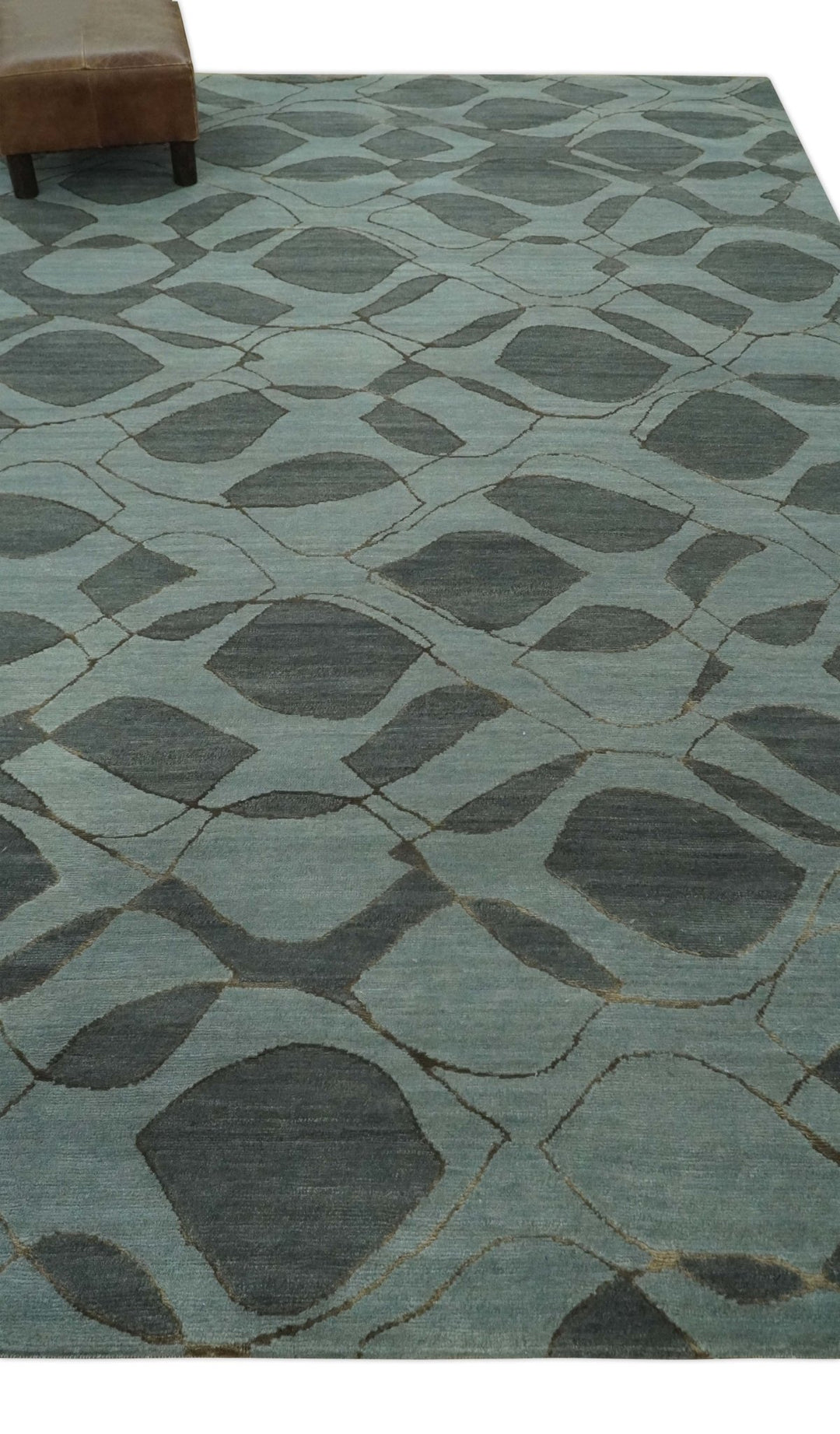 Modern Abstract Charcoal and Gray Hand loom 6x9 Wool and Art Silk Area Rug - The Rug Decor