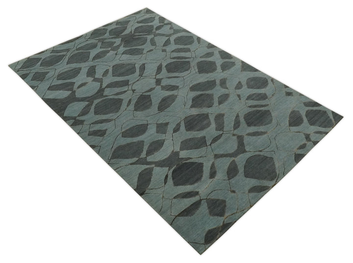 Modern Abstract Charcoal and Gray Hand loom 6x9 Wool and Art Silk Area Rug - The Rug Decor