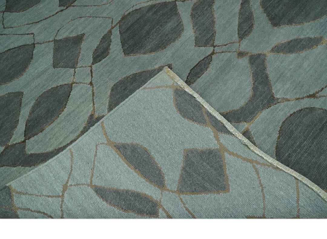 Modern Abstract Charcoal and Gray Hand loom 6x9 Wool and Art Silk Area Rug - The Rug Decor