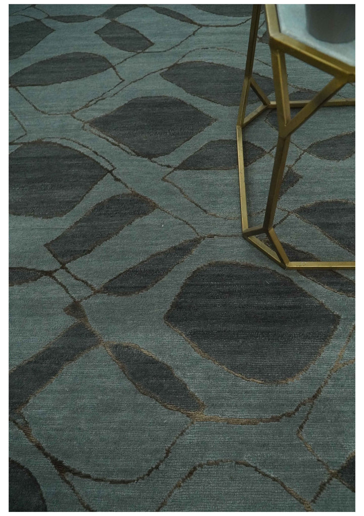 Modern Abstract Charcoal and Gray Hand loom 6x9 Wool and Art Silk Area Rug - The Rug Decor