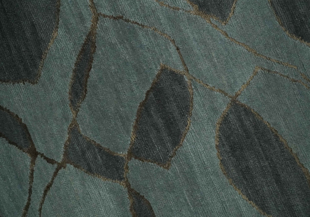 Modern Abstract Charcoal and Gray Hand loom 6x9 Wool and Art Silk Area Rug - The Rug Decor