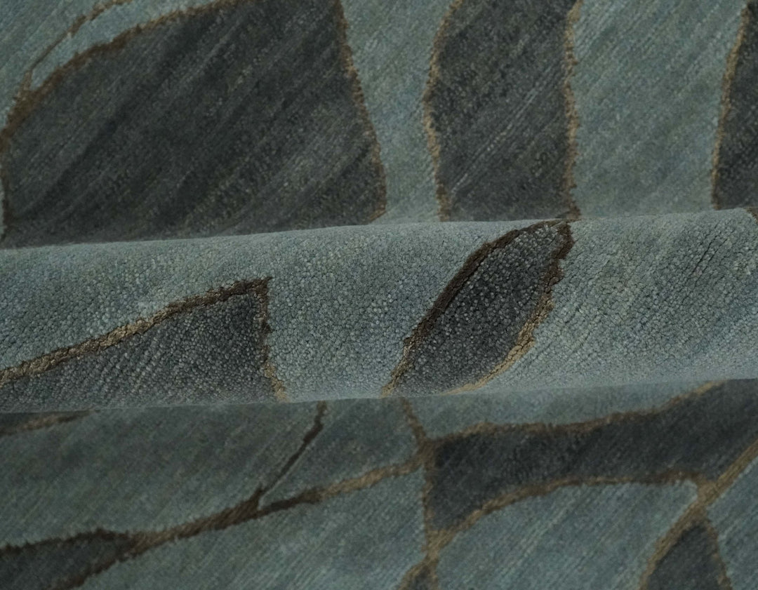 Modern Abstract Charcoal and Gray Hand loom 6x9 Wool and Art Silk Area Rug - The Rug Decor