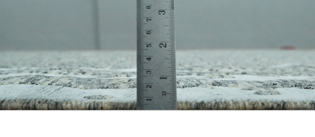 Modern Abstract Charcoal, Beige and Silver Hand Knotted 5.6x8 wool and Bamboo Silk area Rug - The Rug Decor