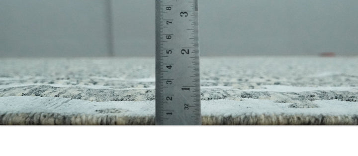 Modern Abstract Charcoal, Beige and Silver Hand Knotted 5.6x8 wool and Bamboo Silk area Rug - The Rug Decor