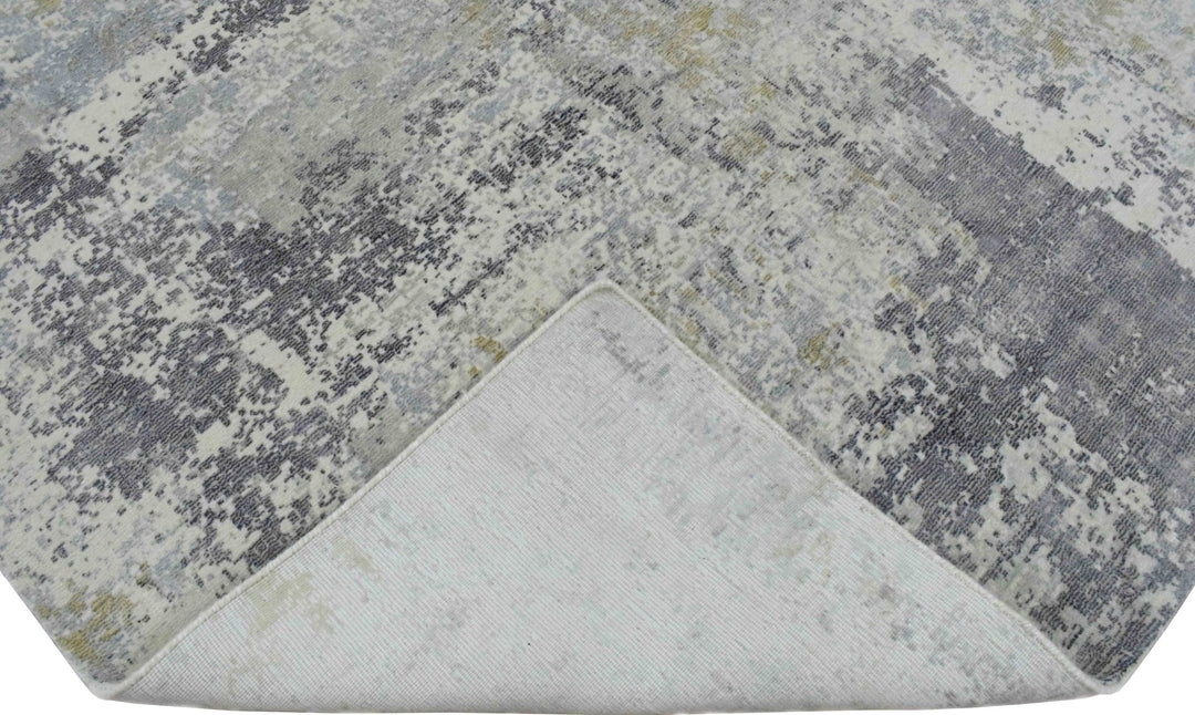 Modern Abstract Gray and Ivory Rug made with Art Silk | TRD10131 - The Rug Decor