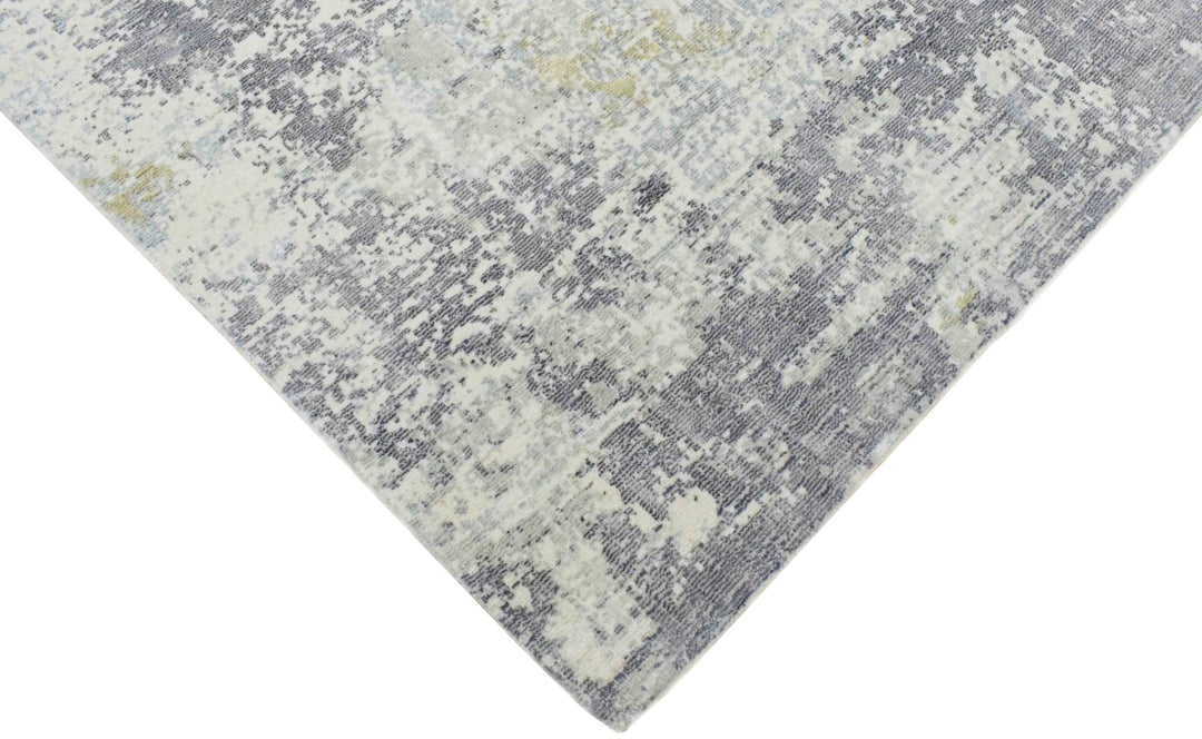 Modern Abstract Gray and Ivory Rug made with Art Silk | TRD10131 - The Rug Decor