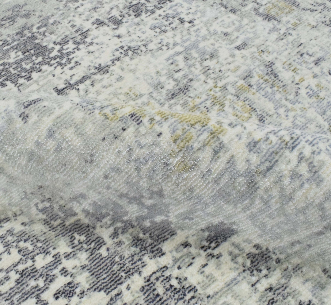 Modern Abstract Gray and Ivory Rug made with Art Silk | TRD10131 - The Rug Decor