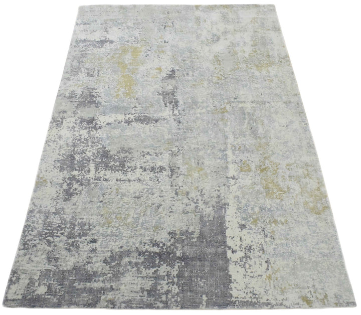 Modern Abstract Gray and Ivory Rug made with Art Silk | TRD10131 - The Rug Decor