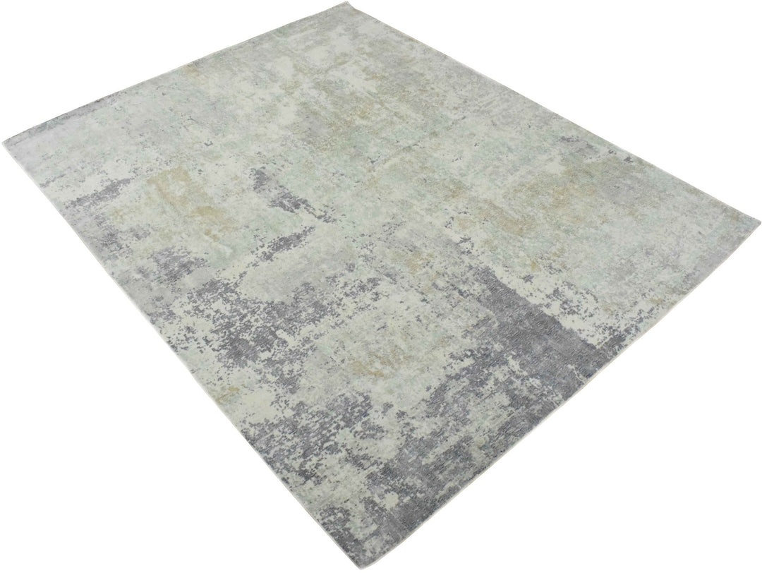 Modern Abstract Gray and Ivory Rug made with Art Silk | TRD10132 - The Rug Decor