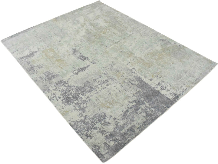 Modern Abstract Gray and Ivory Rug made with Art Silk | TRD10132 - The Rug Decor