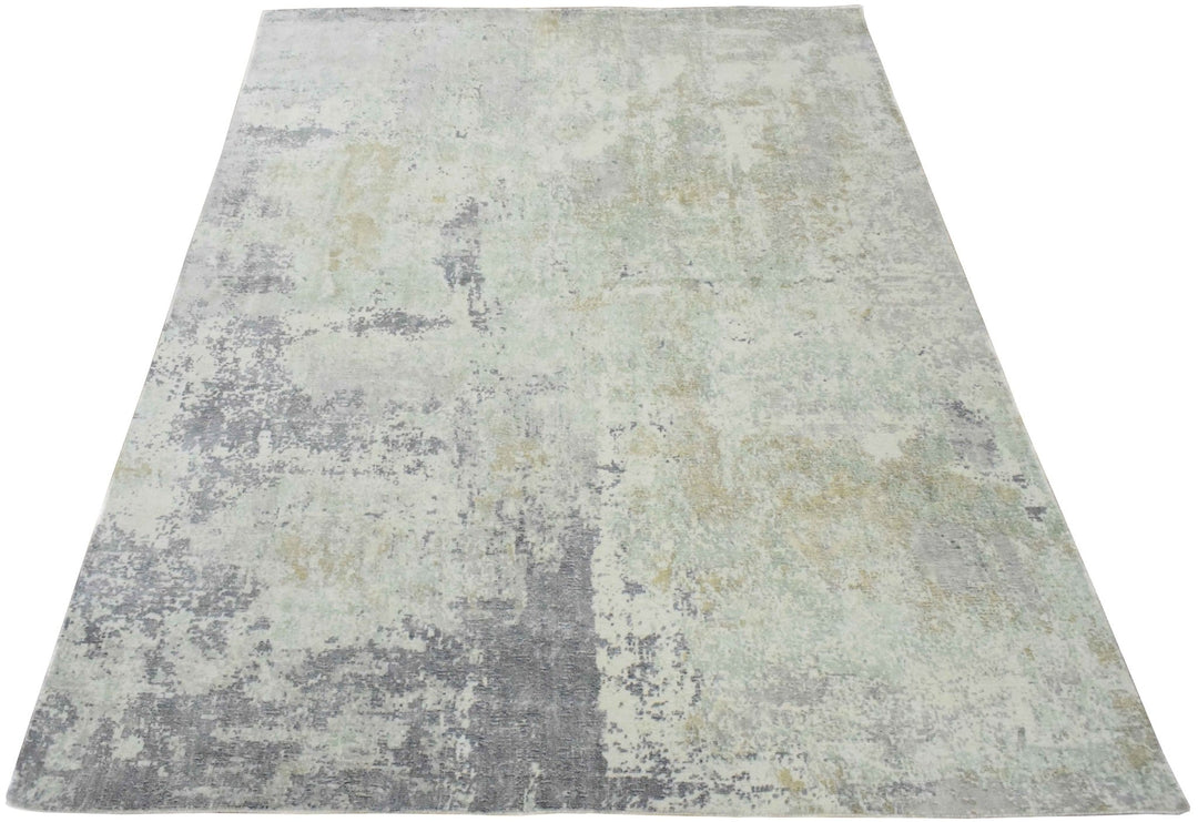 Modern Abstract Gray and Ivory Rug made with Art Silk | TRD10132 - The Rug Decor