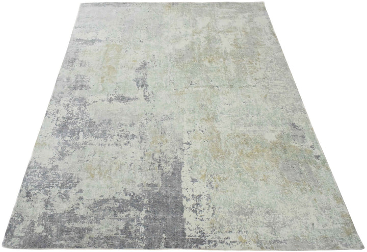 Modern Abstract Gray and Ivory Rug made with Art Silk | TRD10132 - The Rug Decor