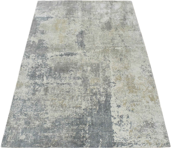 Modern Abstract Gray and Ivory Rug made with Art Silk | TRD10133 - The Rug Decor