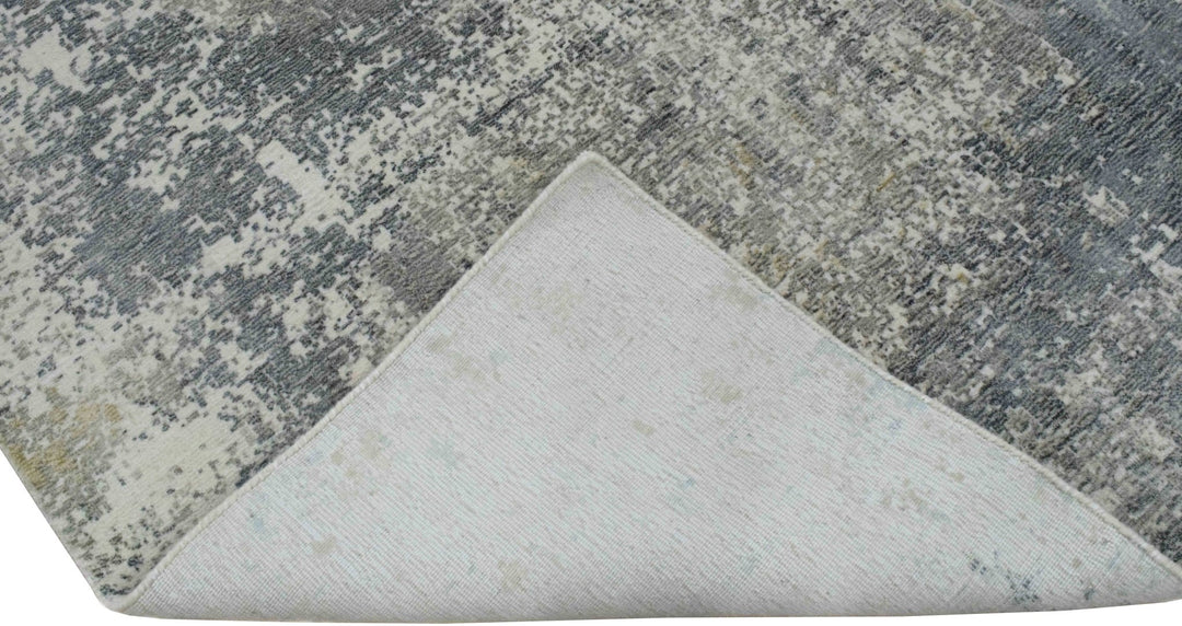 Modern Abstract Gray and Ivory Rug made with Art Silk | TRD10133 - The Rug Decor