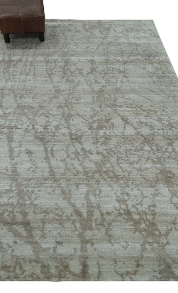 Modern Abstract Gray and Silver Hand knotted 6x9 Viscose Area Rug - The Rug Decor
