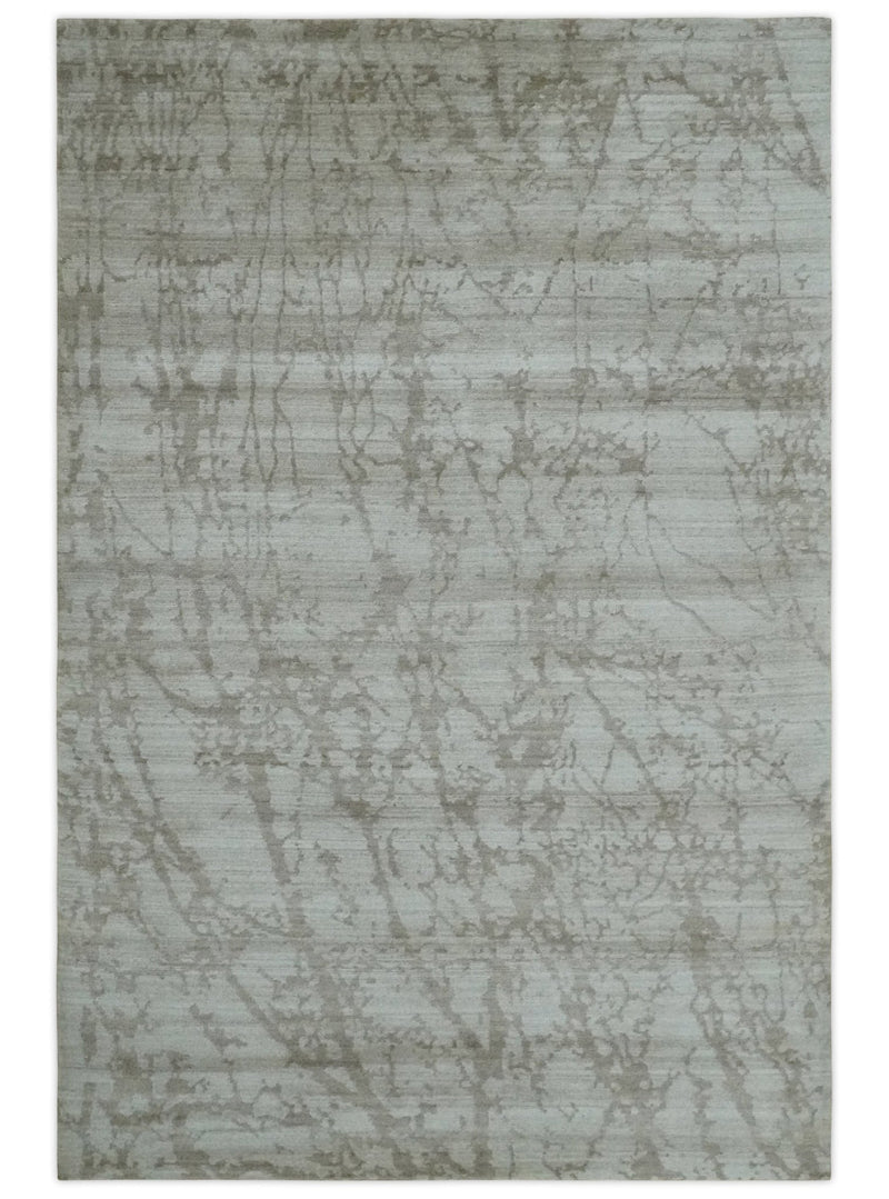 Modern Abstract Gray and Silver Hand knotted 6x9 Viscose Area Rug - The Rug Decor
