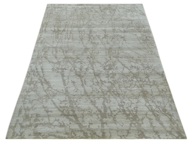 Modern Abstract Gray and Silver Hand knotted 6x9 Viscose Area Rug - The Rug Decor