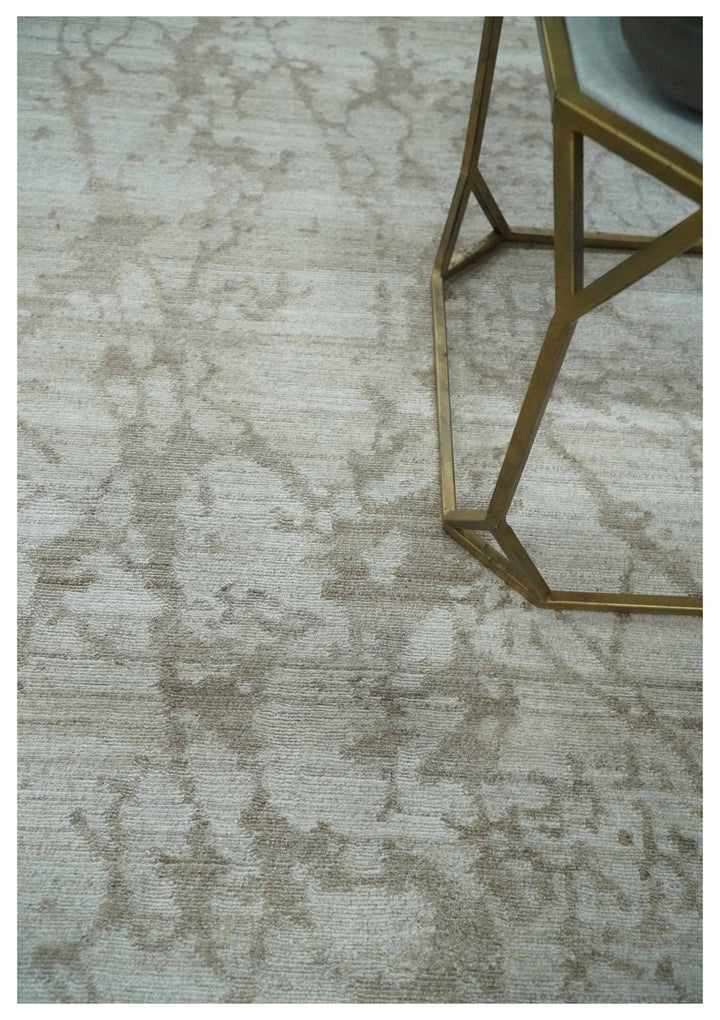 Modern Abstract Gray and Silver Hand knotted 6x9 Viscose Area Rug - The Rug Decor