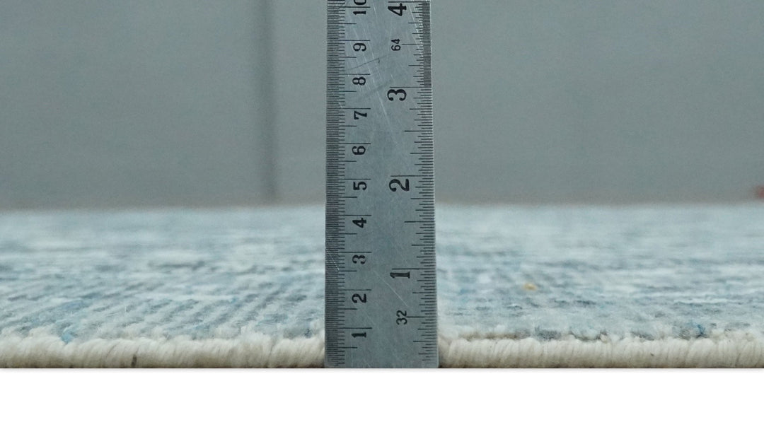 Modern Abstract Gray, Blue, Charcoal and Ivory 5x8 Hand loom wool and Viscose Area Rug - The Rug Decor