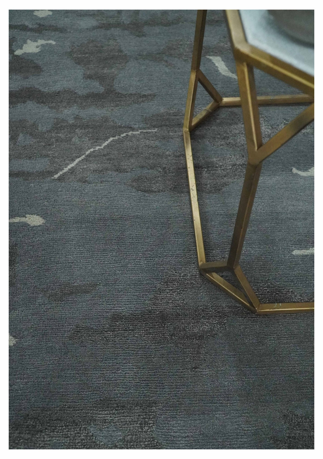 Modern Abstract Gray, Charcoal and Ivory Hand knotted 5x7 wool and Art Silk Area Rug - The Rug Decor