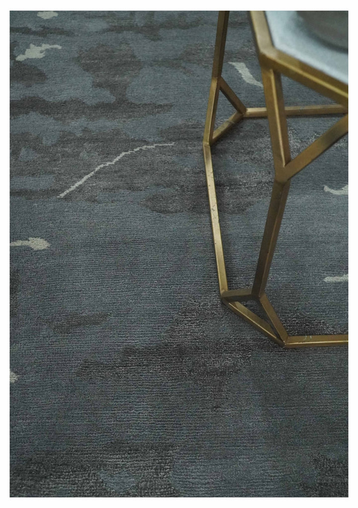 Modern Abstract Gray, Charcoal and Ivory Hand knotted 5x7 wool and Art Silk Area Rug - The Rug Decor