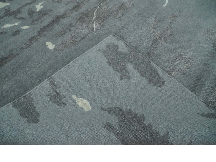Modern Abstract Gray, Charcoal and Ivory Hand knotted 5x7 wool and Art Silk Area Rug - The Rug Decor