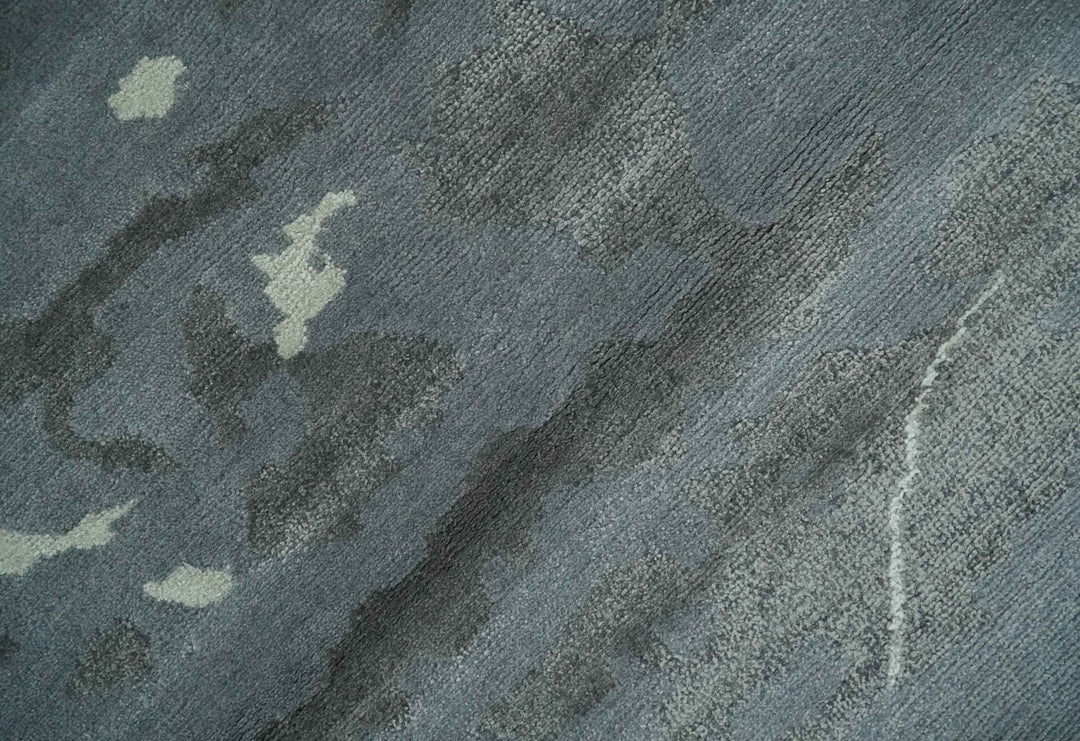 Modern Abstract Gray, Charcoal and Ivory Hand knotted 5x7 wool and Art Silk Area Rug - The Rug Decor