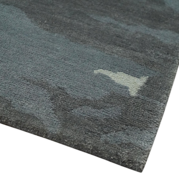Modern Abstract Gray, Charcoal and Ivory Hand knotted 5x7 wool and Art Silk Area Rug - The Rug Decor