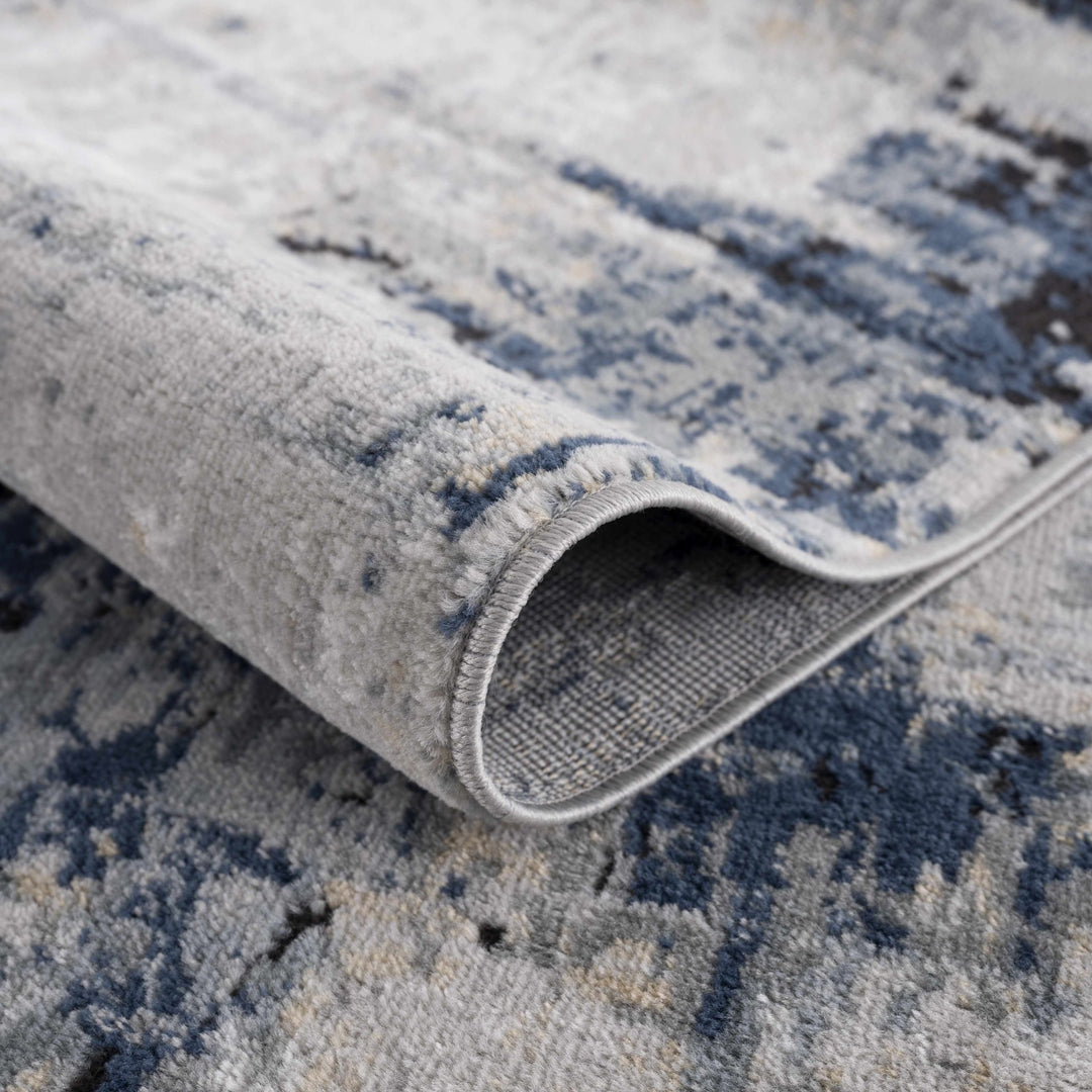 Modern abstract Gray, Silver, Blue and Charcoal Contemporary Area Rug - The Rug Decor