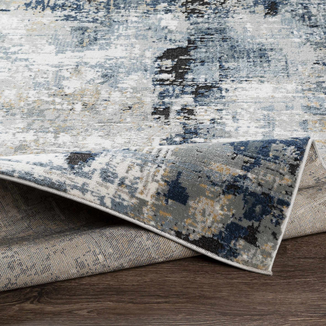 Modern abstract Gray, Silver, Blue and Charcoal Contemporary Area Rug - The Rug Decor