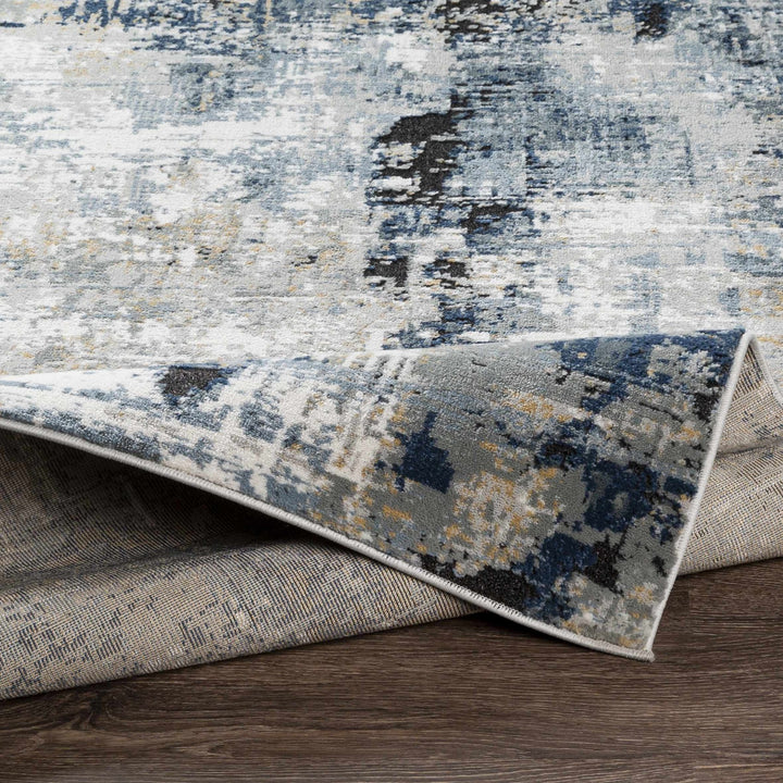Modern abstract Gray, Silver, Blue and Charcoal Contemporary Area Rug - The Rug Decor