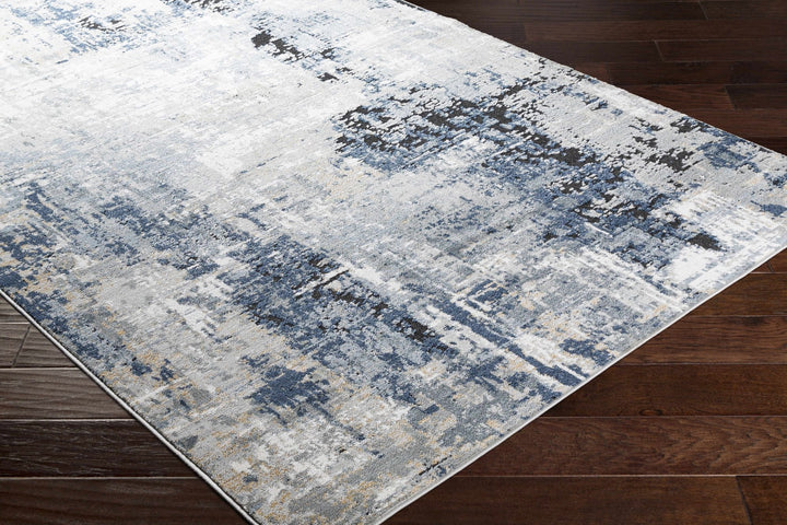 Modern abstract Gray, Silver, Blue and Charcoal Contemporary Area Rug - The Rug Decor